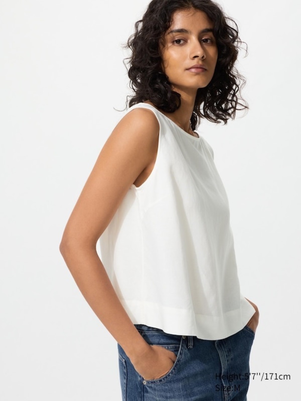 Uniqlo White Sleeveless Boxy Tank Top